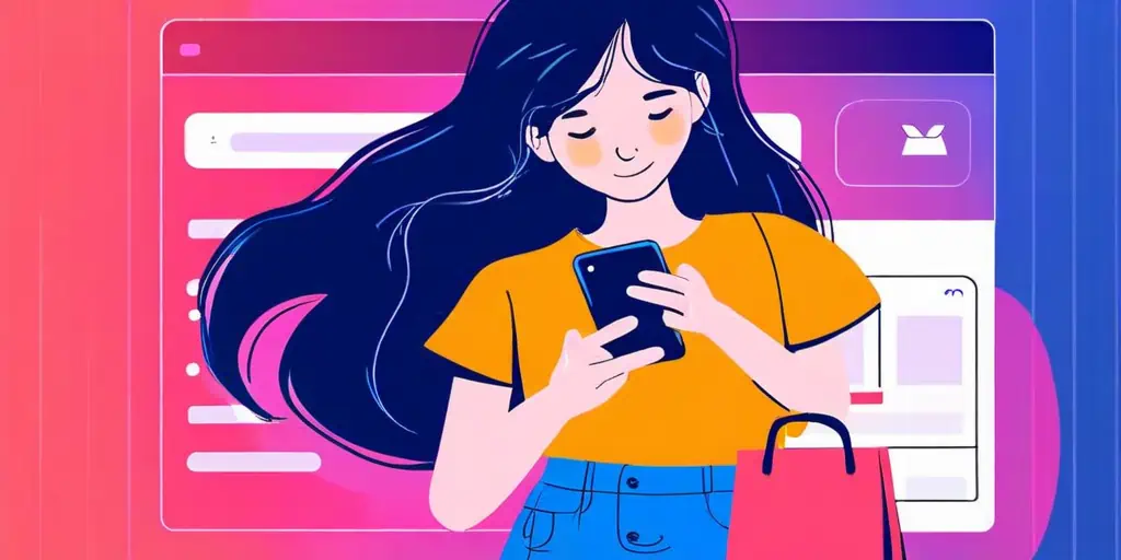 A girl visiting website using smartphone