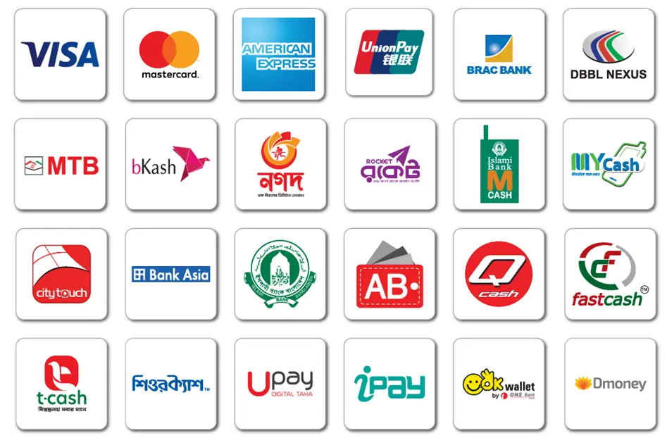 Supported Payment methods: Mobile banking, debit and credit cards, internet banking, and more